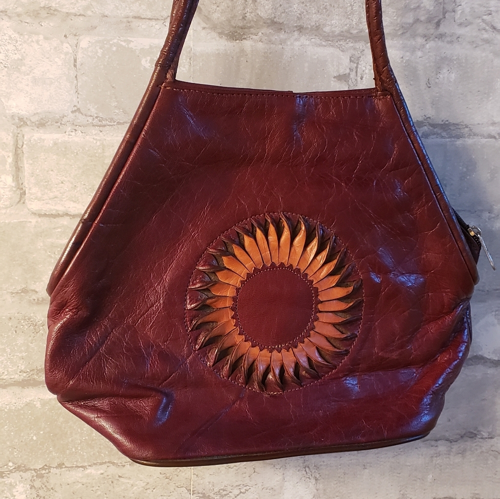 Vintage Leather Sunflower Purse